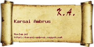 Karsai Ambrus névjegykártya